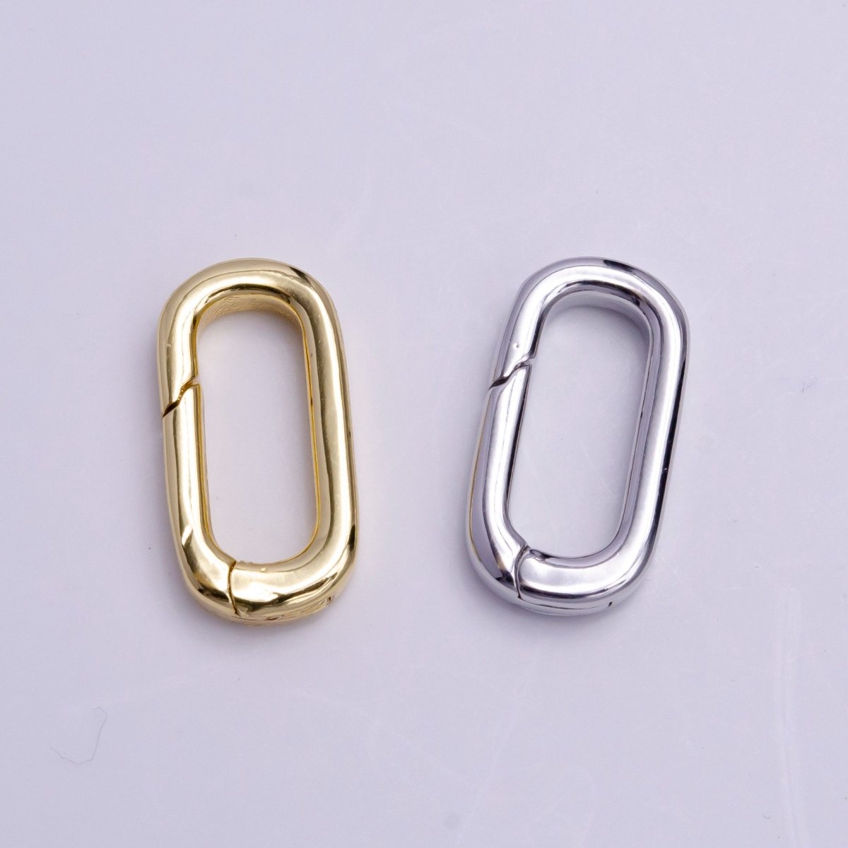 24K Gold Filled 16mm Rectangular Push Spring Gate Ring Closure in Silver & Gold | K-135 Z-408 - DLUXCA