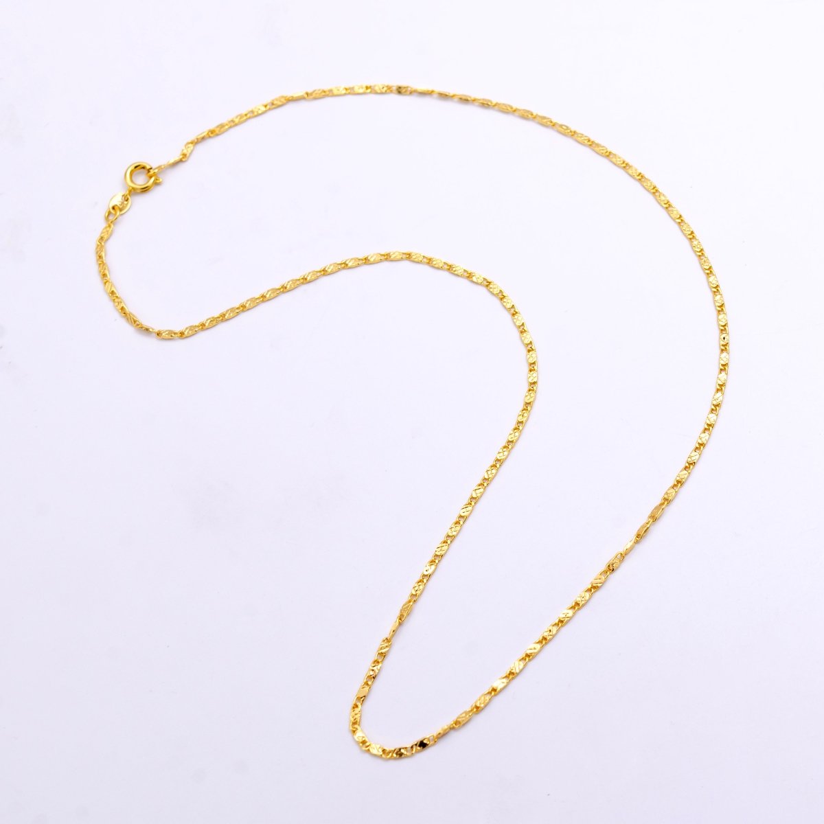 24K Gold Filled 1.6mm Sunburst Link 18 Inch Chain Necklace | WA-2445 - DLUXCA