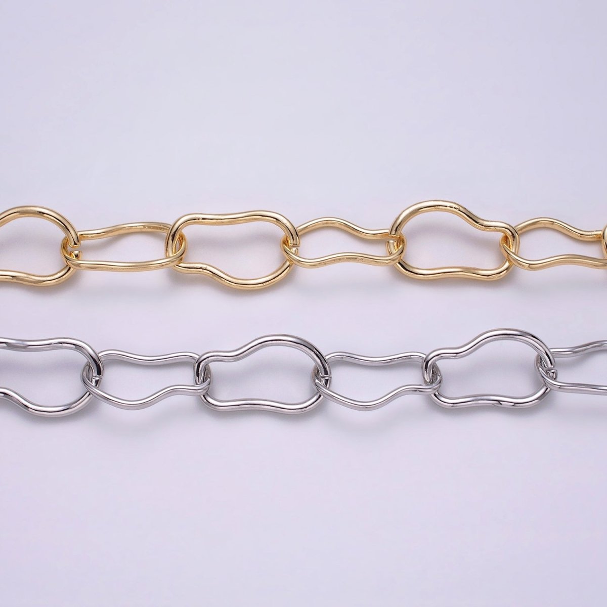 24k Gold Filled 17.3mm Abstract Cable Chain Link Unfinished Yard Chain in Gold & Silver | ROLL-1305 ROLL-1306 Clearance Pricing - DLUXCA