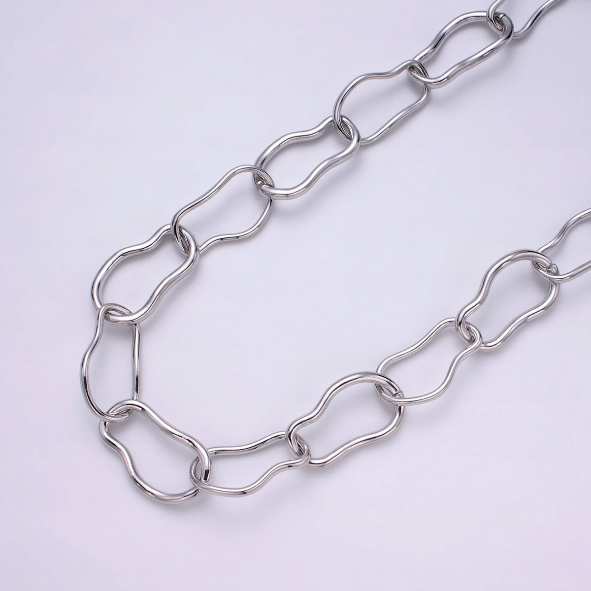 24k Gold Filled 17.3mm Abstract Cable Chain Link Unfinished Yard Chain in Gold & Silver | ROLL-1305 ROLL-1306 Clearance Pricing - DLUXCA