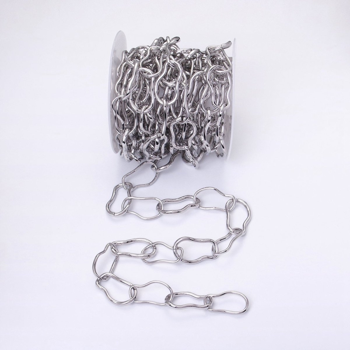 24k Gold Filled 17.3mm Abstract Cable Chain Link Unfinished Yard Chain in Gold & Silver | ROLL-1305 ROLL-1306 Clearance Pricing - DLUXCA