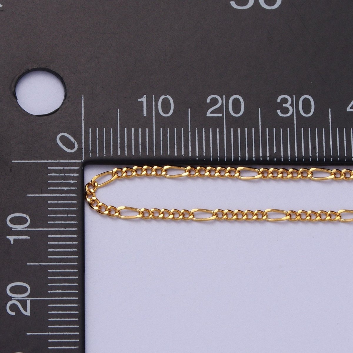 24K Gold Filled 1.7mm Figaro Dainty Unfinished Bulk Chain in Gold & Silver | ROLL-984, ROLL-985 Clearance Pricing - DLUXCA