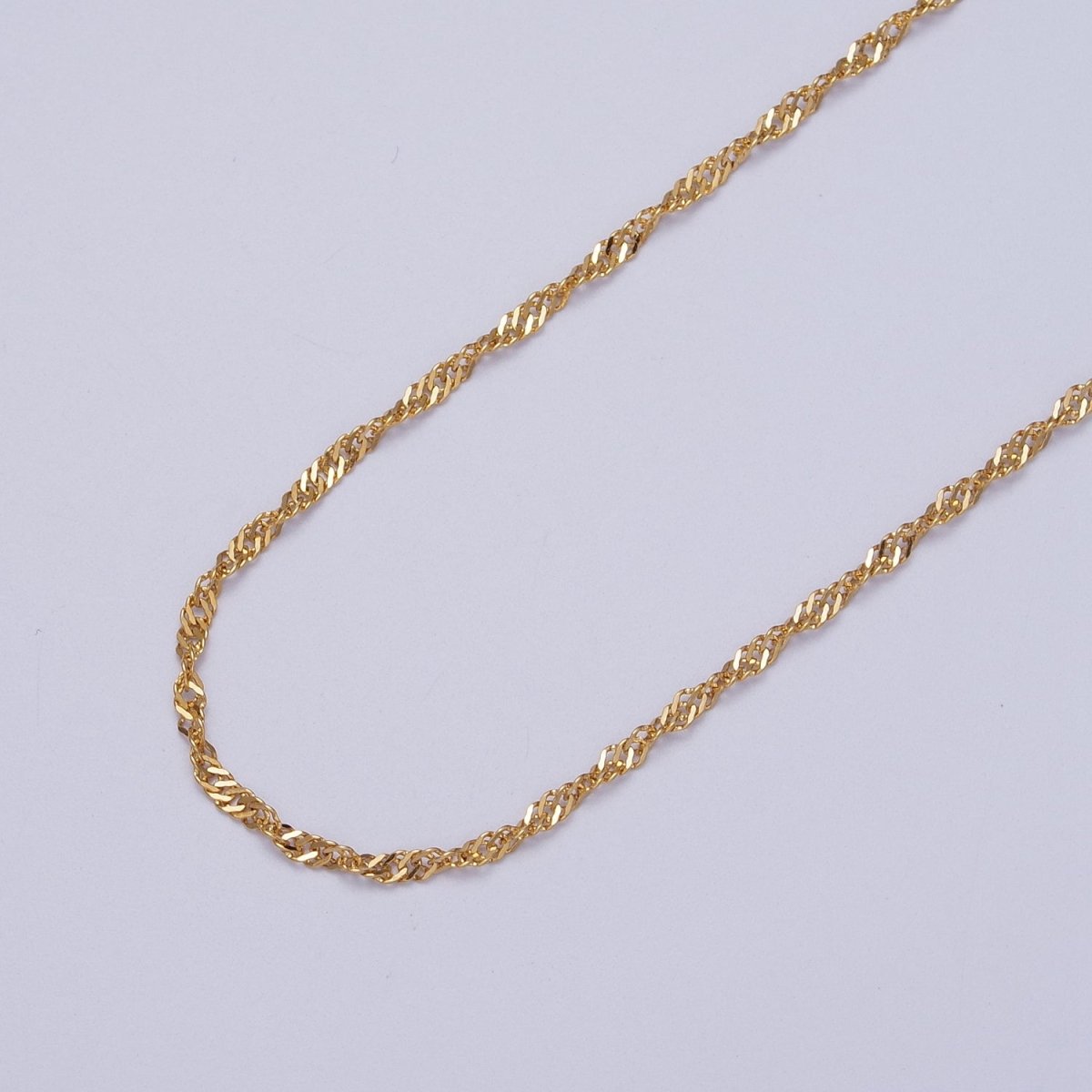24K Gold Filled 1.7mm Singapore Twist Gold, Silver Unfinished Chain | ROLL-929 ROLL-930 Clearance Pricing - DLUXCA