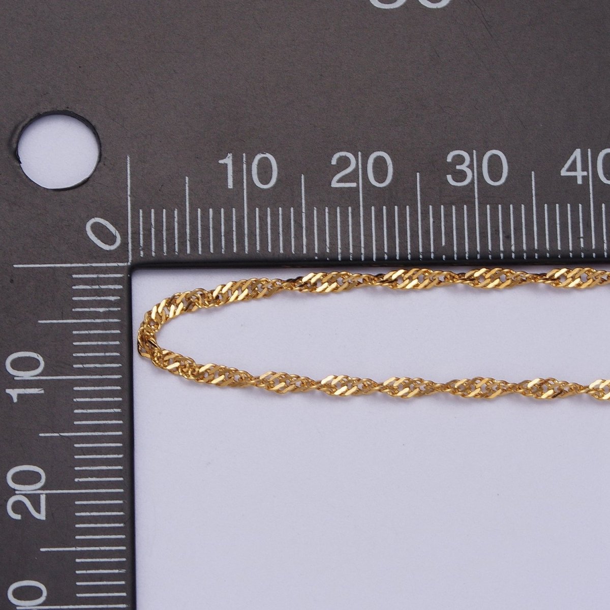 24K Gold Filled 1.7mm Singapore Twist Gold, Silver Unfinished Chain | ROLL-929 ROLL-930 Clearance Pricing - DLUXCA