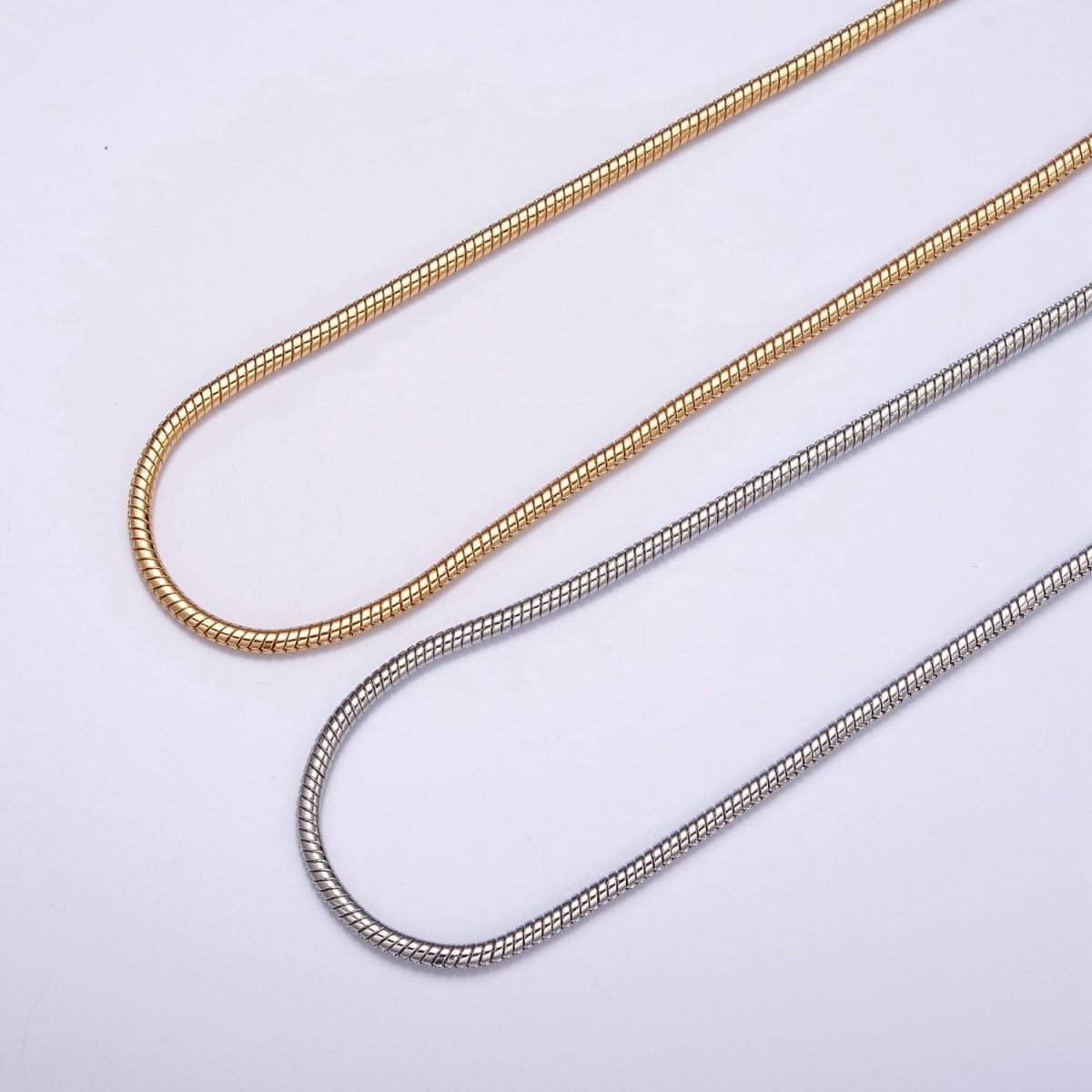 24K Gold Filled 18.5 Inch Cocoon Snake Finished Chain Necklace | WA-1010 WA-1011 Clearance Pricing - DLUXCA