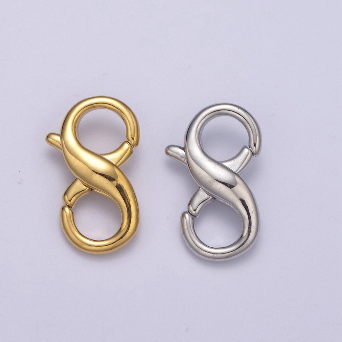 24k Gold Filled 18mm Double Opening Infinity Silver Figure 8 interchangeable Enhancer Clasps for Jewelry Making L-580 L-581 - DLUXCA