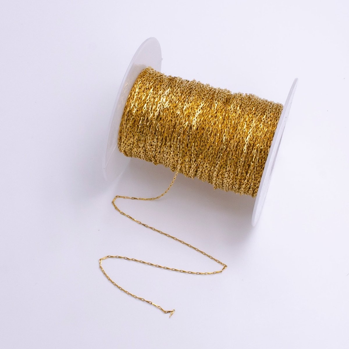 24K Gold Filled 1mm Dainty Ladder Hook Horse Shoe Unfinished Chain For Jewelry Making | ROLL-1381 Clearance Pricing - DLUXCA