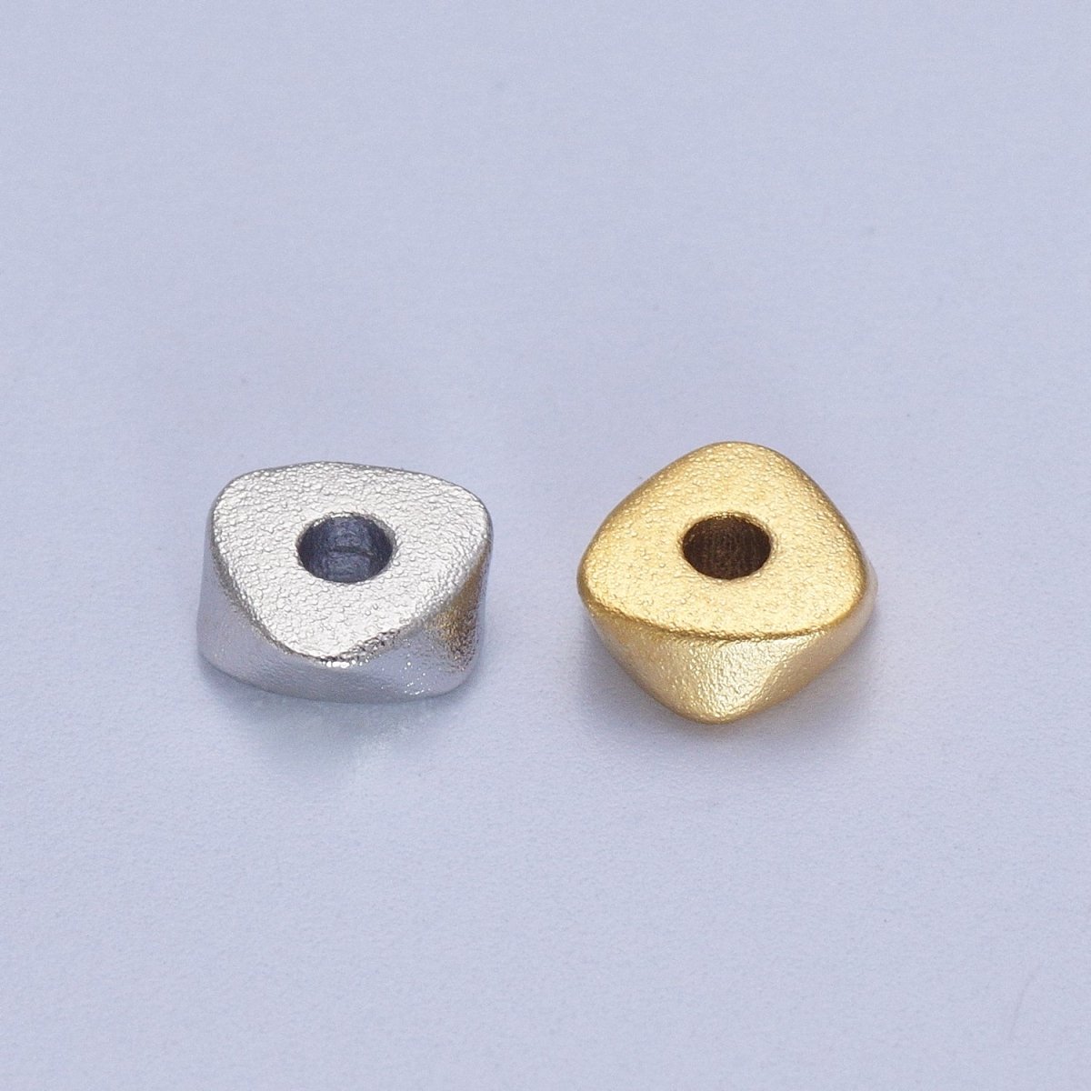 24K Gold Filled 20 Pieces 6.5mm Matte Geometric Triangle Bead Supply in Gold & Silver | K-309 K-310 - DLUXCA