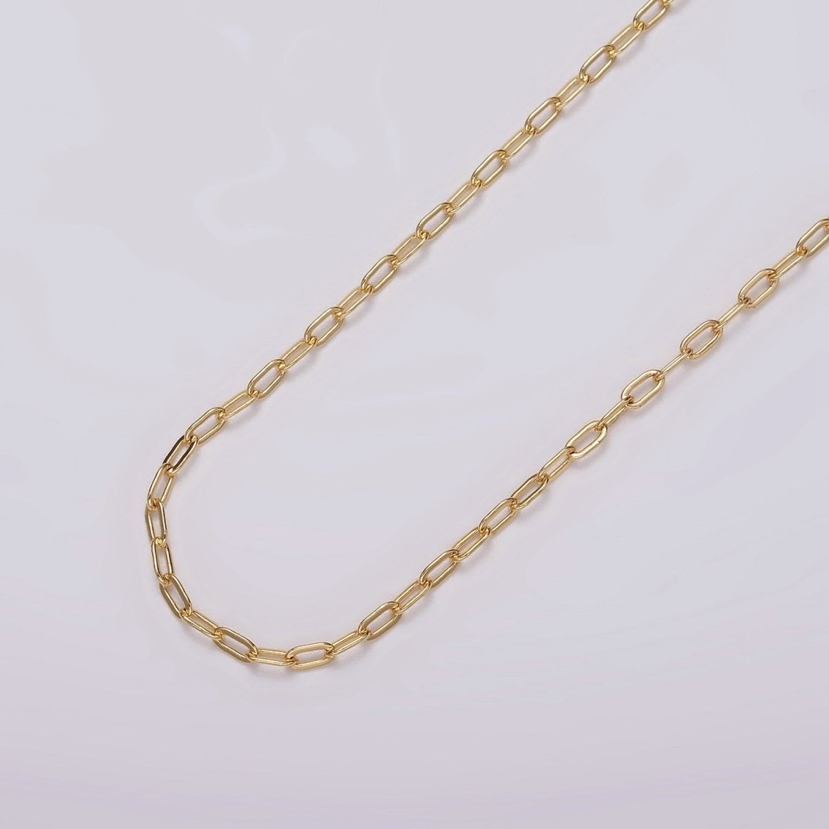 24K Gold Filled 2.1mm PaperClip Cable Unfinished Chain For Jewelry Making | ROLL-1384 Clearance Pricing - DLUXCA