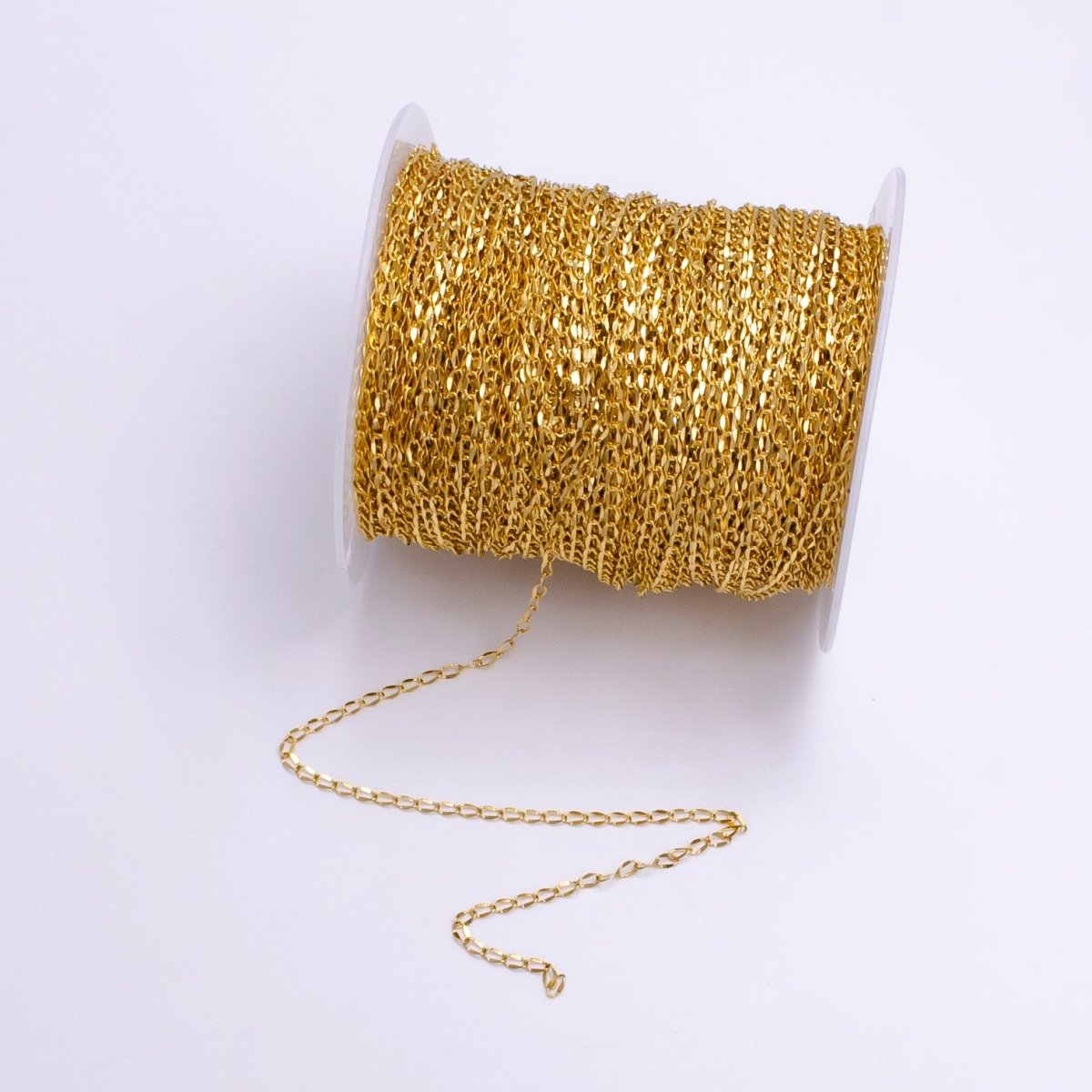 24K Gold Filled 2.2mm Double Edged Figure 8 Designed Unfinished Chain For Jewelry Making | ROLL-1379 Clearance Pricing - DLUXCA