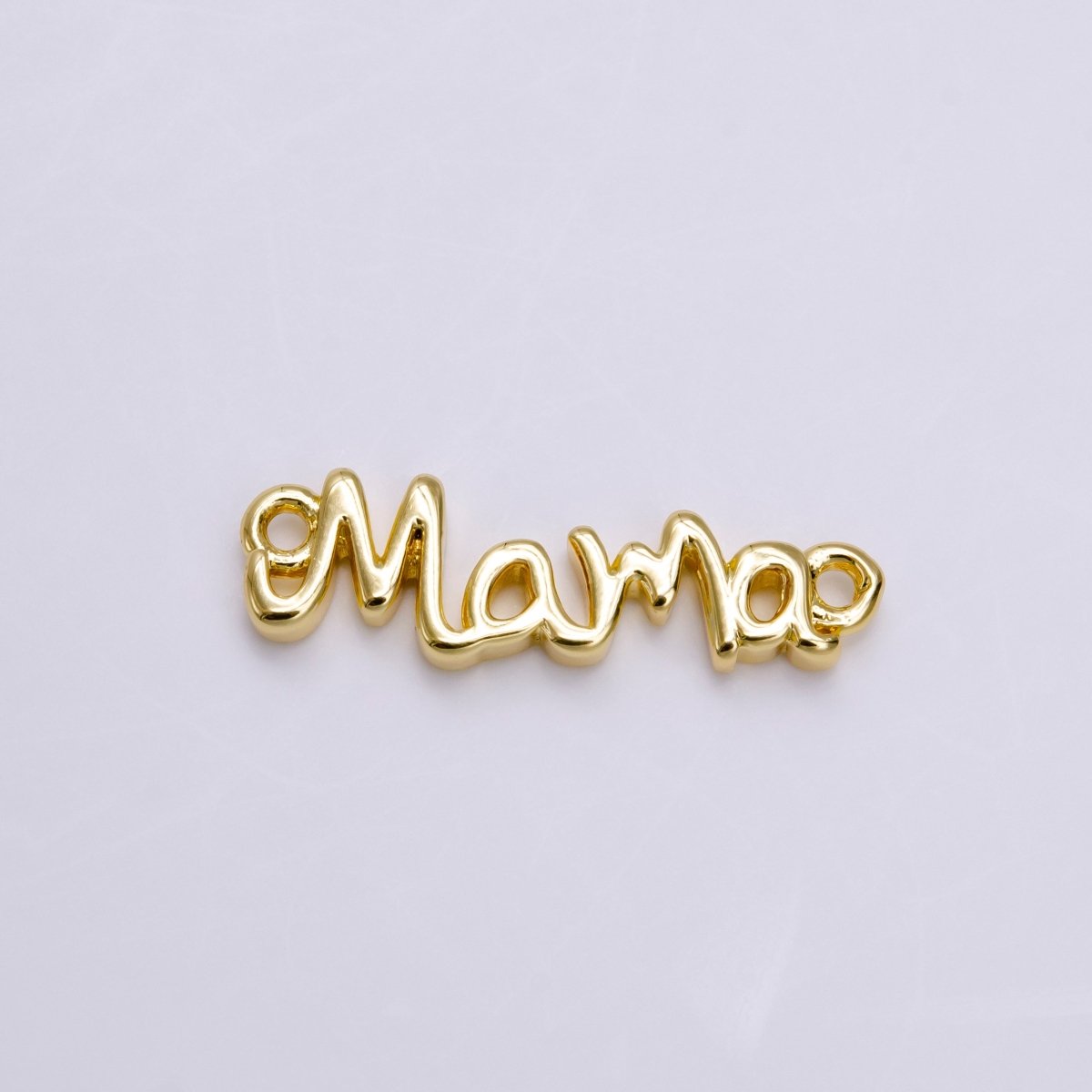 24K Gold Filled 22mm "Mama" Handwritten Script Sideway Sideway Connector F836 - DLUXCA