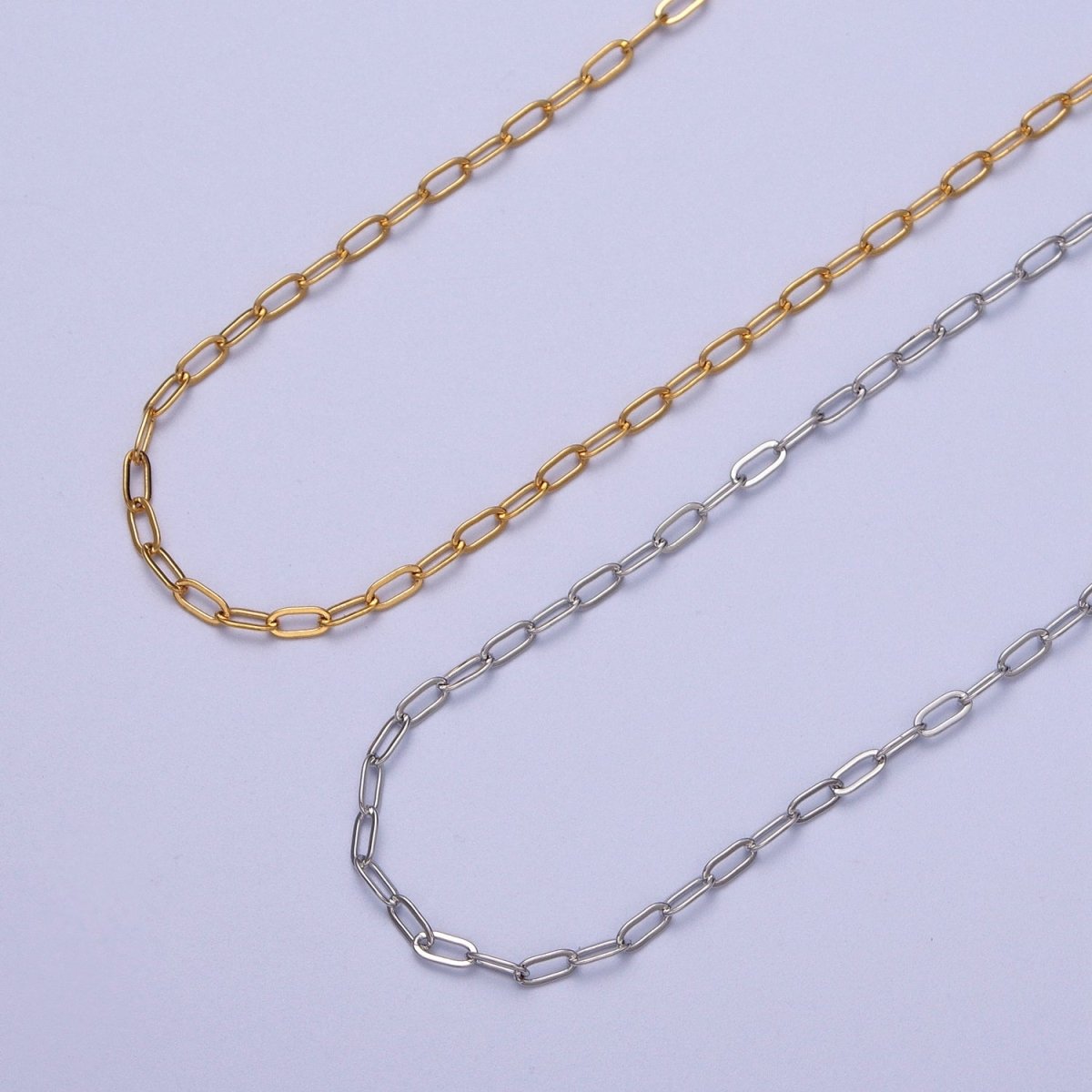 24K Gold Filled 2.2mm Paperclip Cable Gold, Silver Unfinished Chain | ROLL-968, ROLL-969 Clearance Pricing - DLUXCA