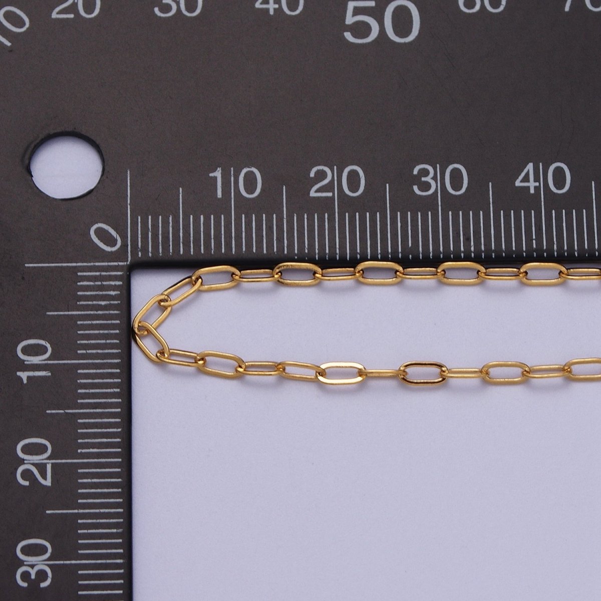 24K Gold Filled 2.2mm Paperclip Cable Gold, Silver Unfinished Chain | ROLL-968, ROLL-969 Clearance Pricing - DLUXCA