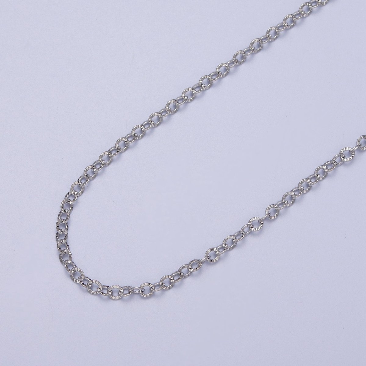 24K Gold Filled 2.2mm Sunburst Rolo Cable Unfinished Textured Chain in Gold & Silver | ROLL-937 ROLL-938 Clearance Pricing - DLUXCA