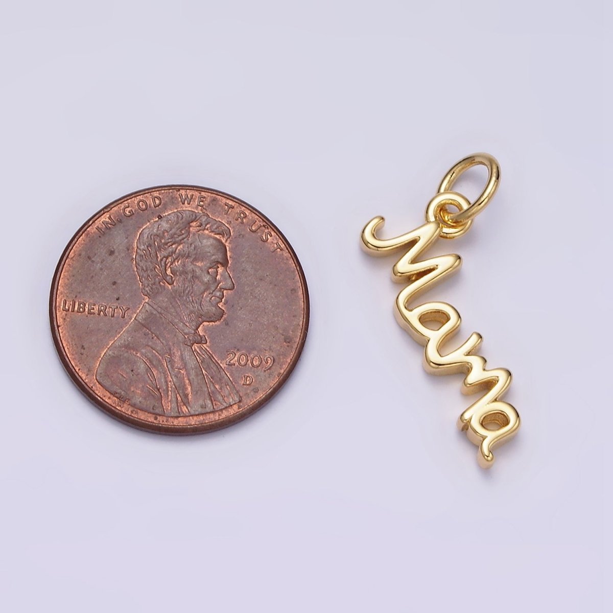 24K Gold Filled 23mm "Mama" Handwritten Script Sideway Charm | AC1420 - DLUXCA