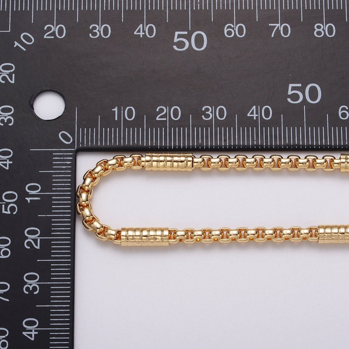 24K Gold Filled 2.5mm, 4mm Box Textured Tube Unique Unfinished Chain by Yard in Gold & Silver | ROLL-1055, -1056, ROLL-1102, -1117 Clearance Pricing - DLUXCA