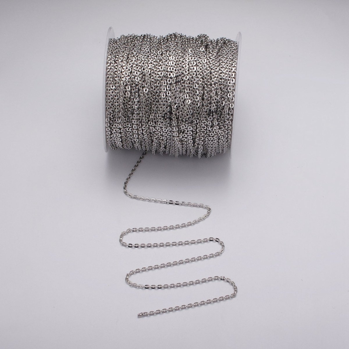 24K Gold Filled 2.5mm Dainty Cable Rolo Unfinished Chain by Yard in Gold & Silver | ROLL-1065, ROLL-1096 Clearance Pricing - DLUXCA