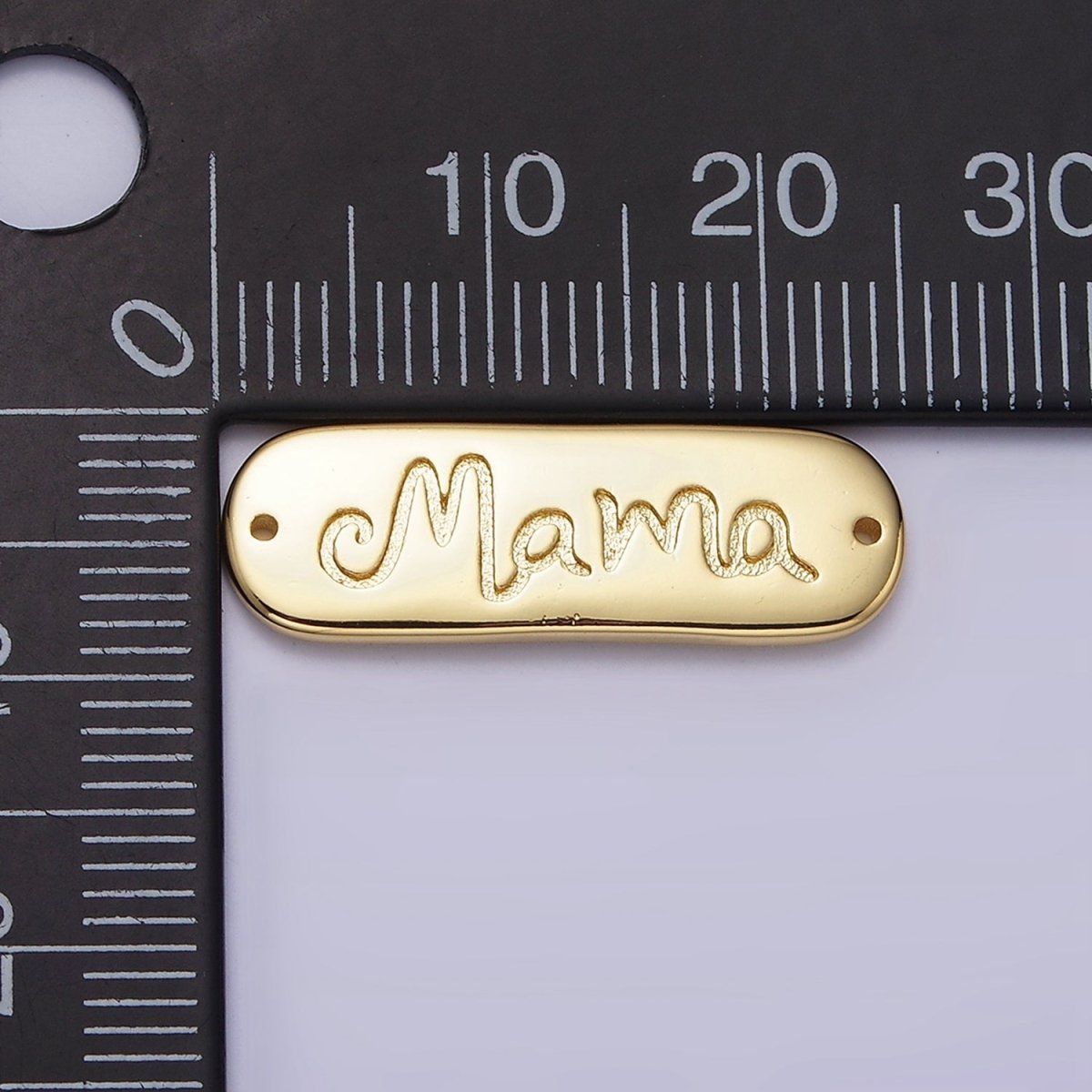24K Gold Filled 25mm "Mama" Handwritten Script Tag Connector | Y-754 - DLUXCA