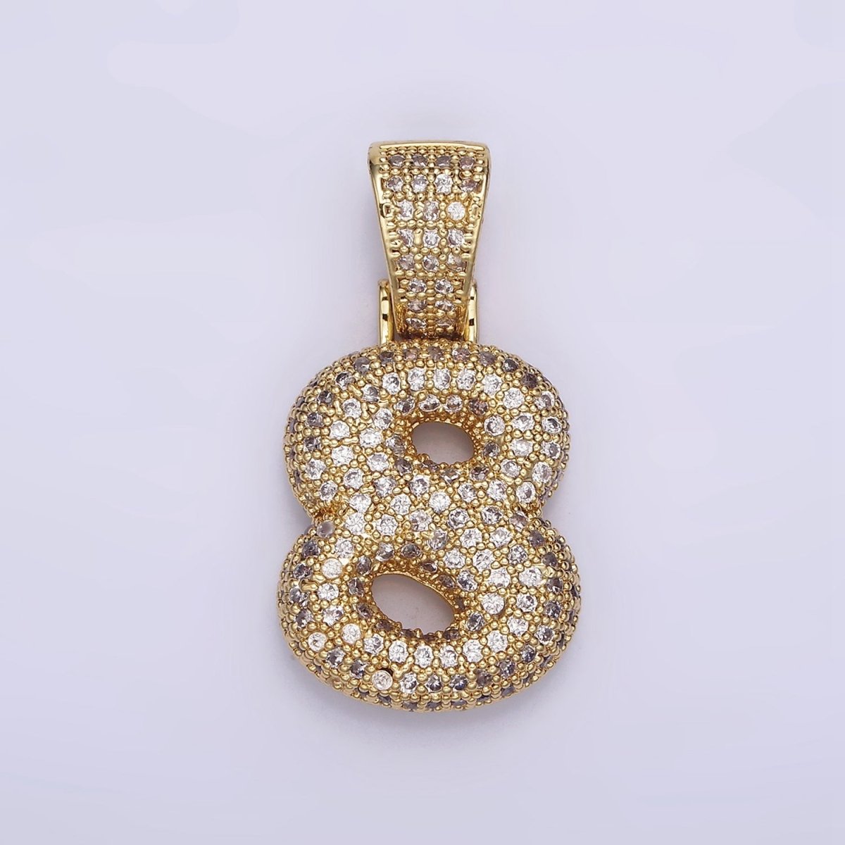 24K Gold Filled 25mm Number 0-9 ballon Clear Micro Paved CZ Pendant | AA695 - AA704 - DLUXCA