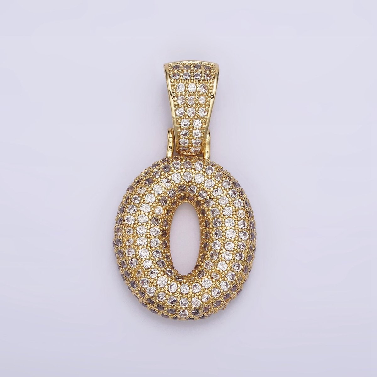 24K Gold Filled 25mm Number 0-9 ballon Clear Micro Paved CZ Pendant | AA695 - AA704 - DLUXCA