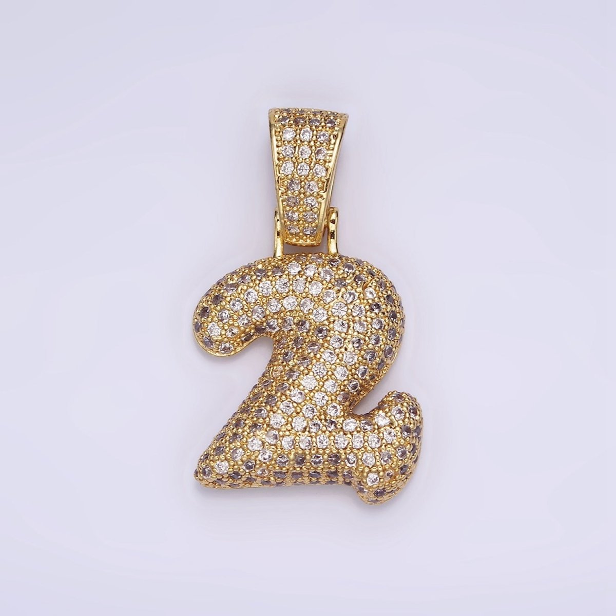 24K Gold Filled 25mm Number 0-9 ballon Clear Micro Paved CZ Pendant | AA695 - AA704 - DLUXCA