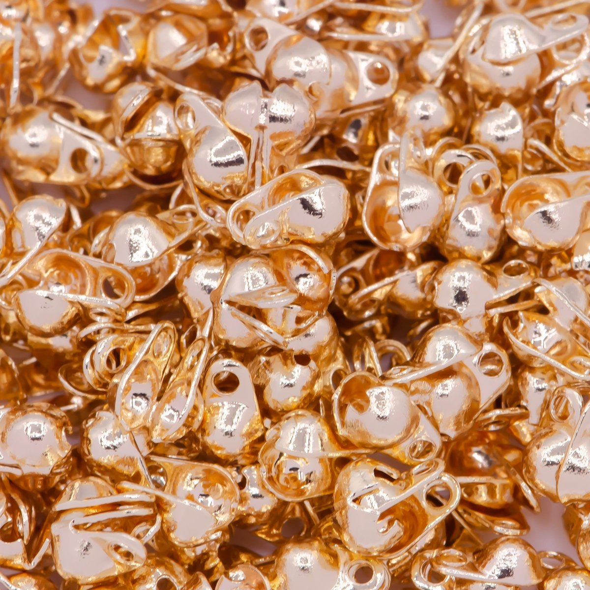 24K Gold Filled 2.5mm Side Fold Clamshell Bead Tip Knot Cover Supply L-843 - DLUXCA