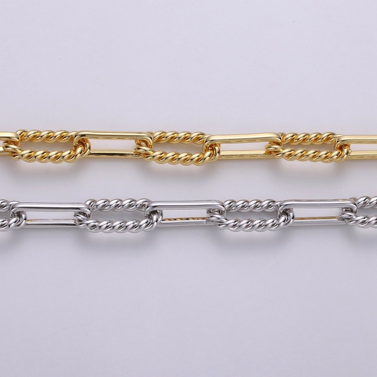 24K Gold Filled 2.5mm Thickness Twisted UNIQUE PAPER CLIP Chain By Yard, Gold Filled Rolo Cable Chain Thickness 2mm | ROLL-279, ROLL-280 Clearance Pricing - DLUXCA