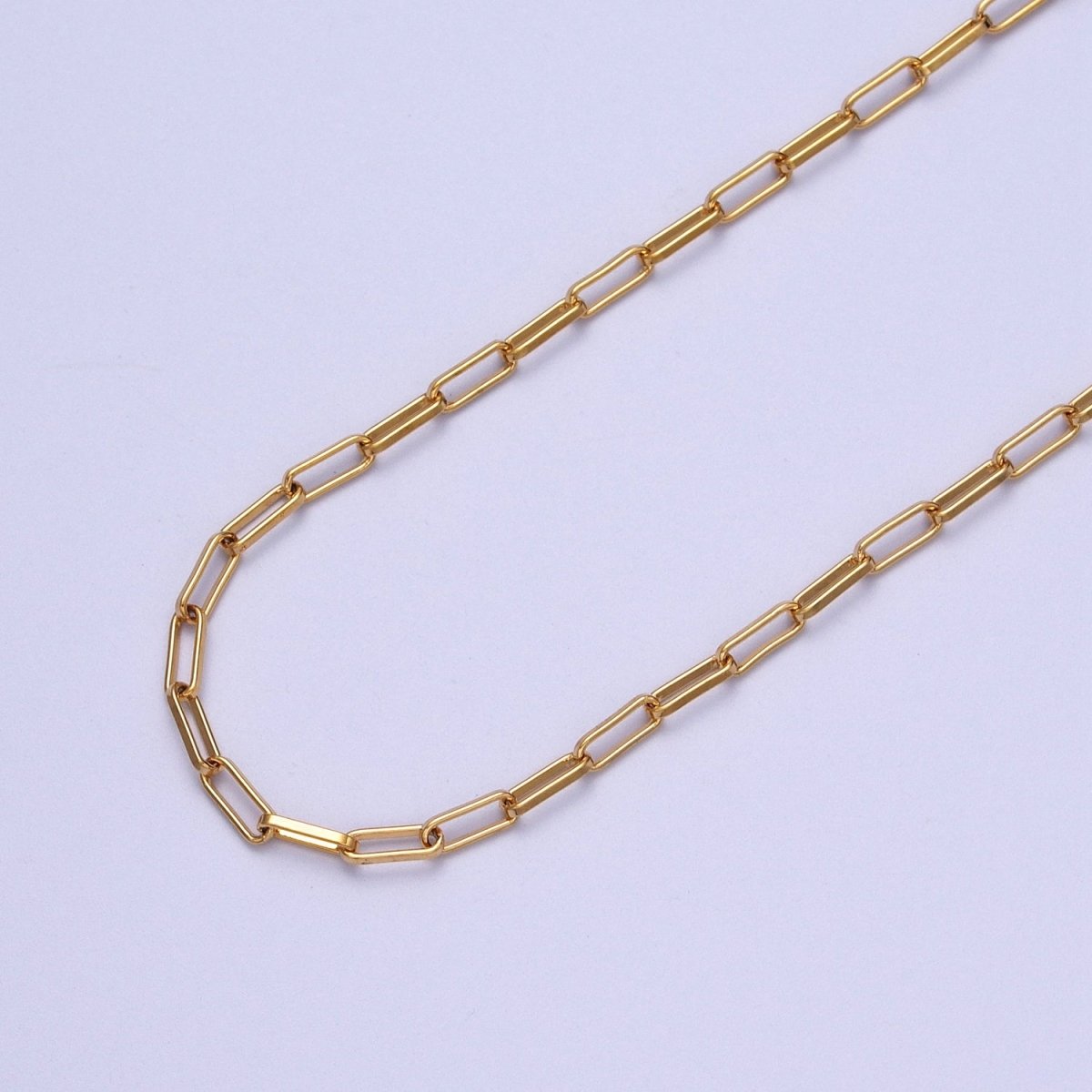 24K Gold Filled 2.5mm Unfinished PaperClip Chain in Gold & Silver | ROLL-998 ROLL-999 Clearance Pricing - DLUXCA