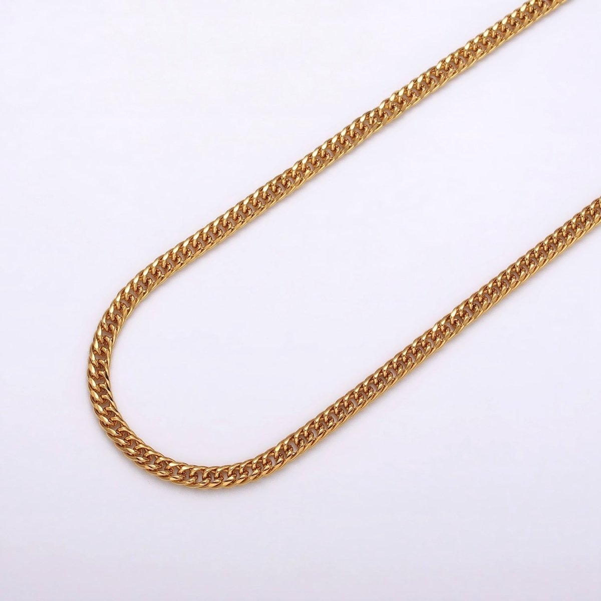 24k Gold Filled 2.6mm Curb Chain Cable Link Unfinished Yard Chain in Gold & Silver | ROLL-1281 ROLL-1282 Clearance Pricing - DLUXCA