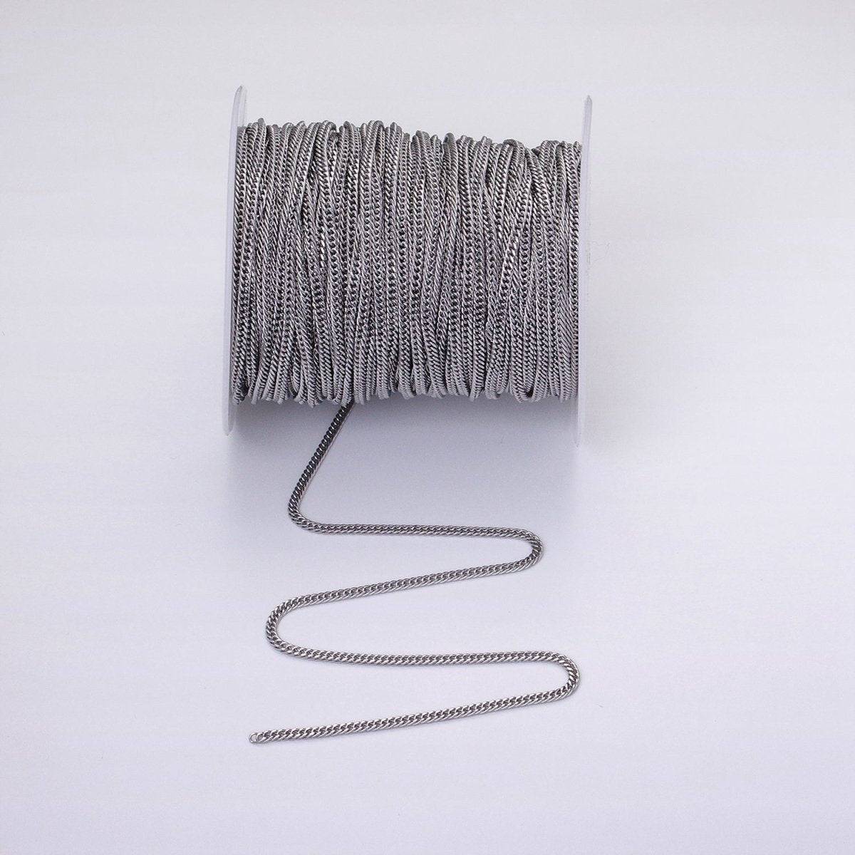 24k Gold Filled 2.6mm Curb Chain Cable Link Unfinished Yard Chain in Gold & Silver | ROLL-1281 ROLL-1282 Clearance Pricing - DLUXCA