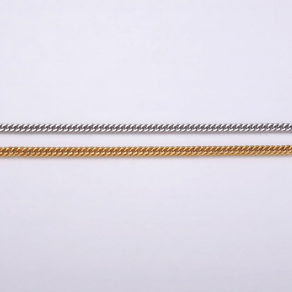 24k Gold Filled 2.6mm Curb Chain Cable Link Unfinished Yard Chain in Gold & Silver | ROLL-1281 ROLL-1282 Clearance Pricing - DLUXCA