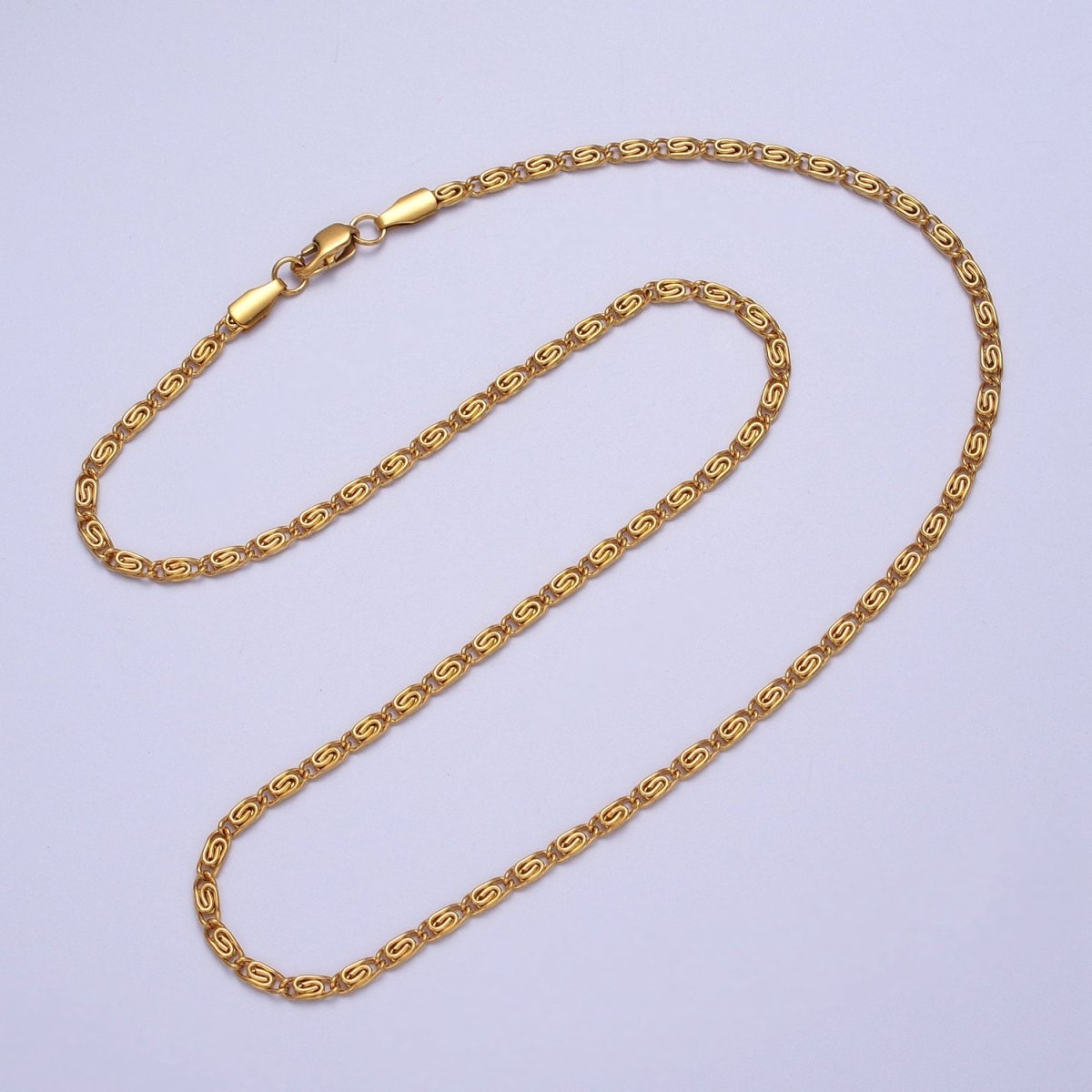 24k Gold Filled 2.6mm Gold & Silver Scroll Chain in 16, 18, 20 Inch Length Necklace | WA-1482 to WA-1489 Clearance Pricing - DLUXCA