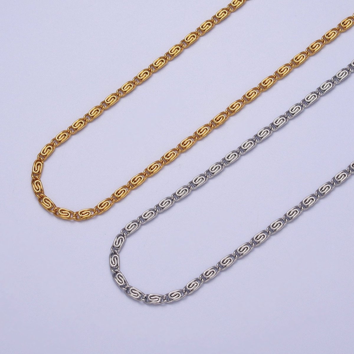24k Gold Filled 2.6mm Gold & Silver Scroll Chain in 16, 18, 20 Inch Length Necklace | WA-1482 to WA-1489 Clearance Pricing - DLUXCA