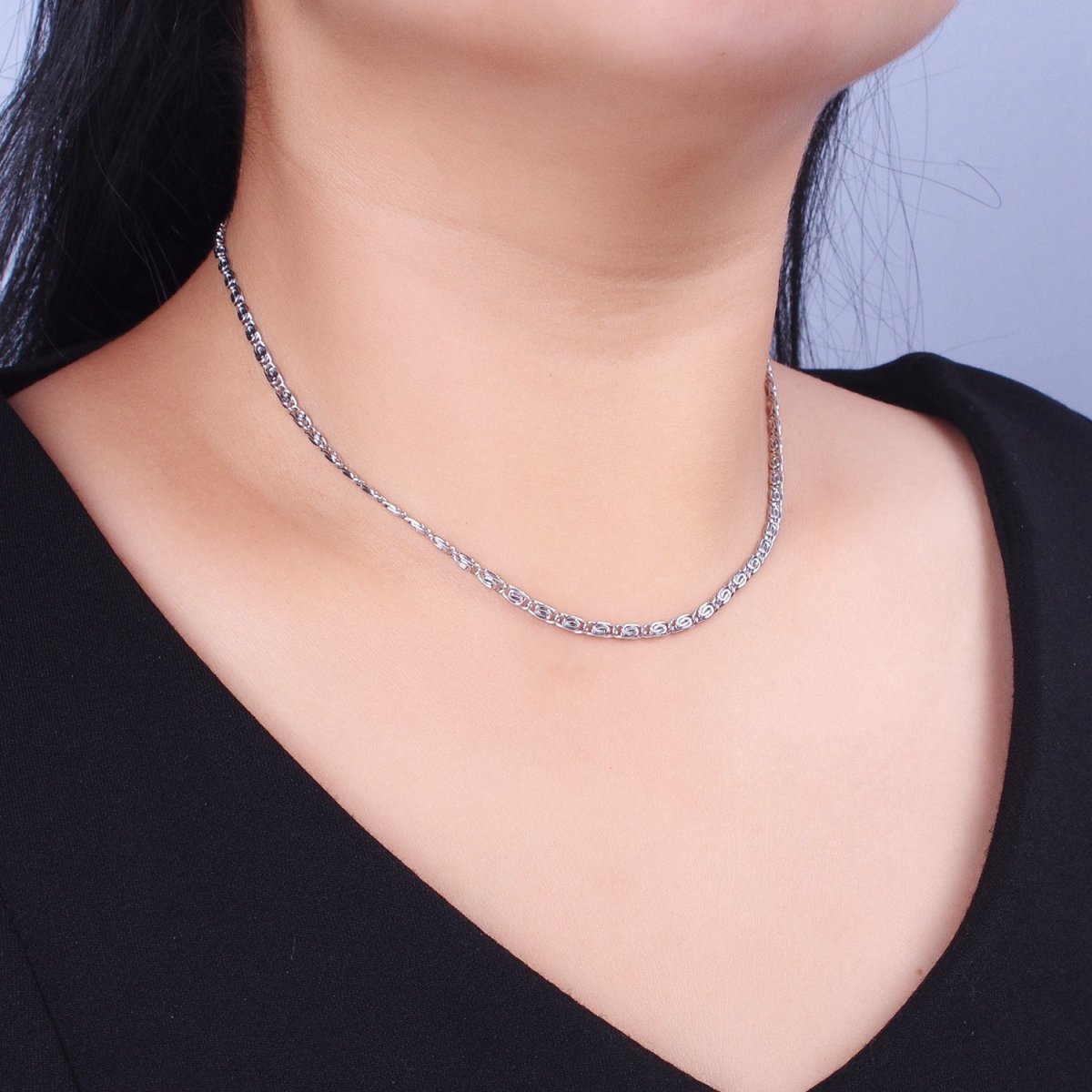 24k Gold Filled 2.6mm Gold & Silver Scroll Chain in 16, 18, 20 Inch Length Necklace | WA-1482 to WA-1489 Clearance Pricing - DLUXCA