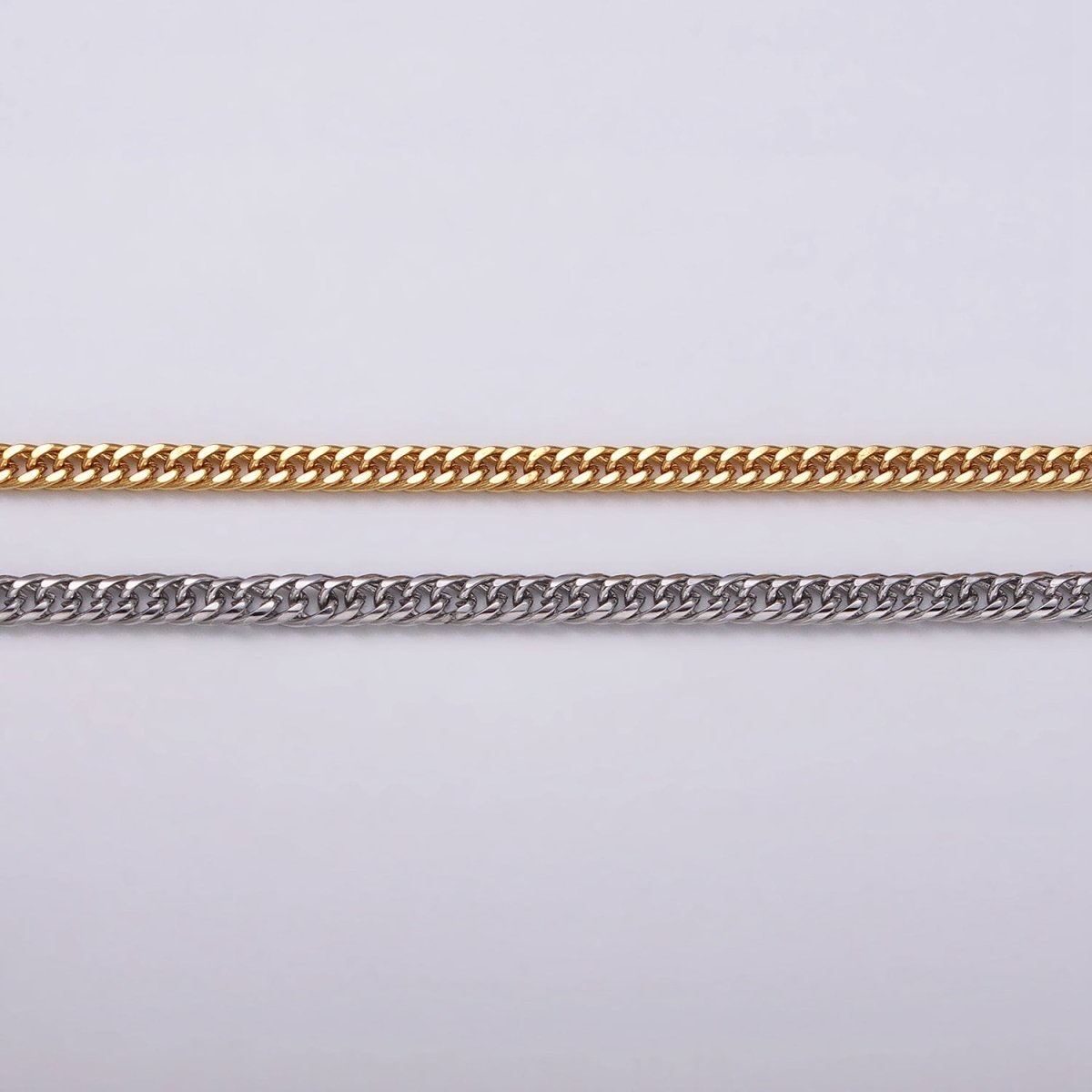 24k Gold Filled 2.7mm Curb Chain Cable Link Unfinished Yard Chain in Gold & Silver | ROLL-1279 ROLL-1280 Clearance Pricing - DLUXCA