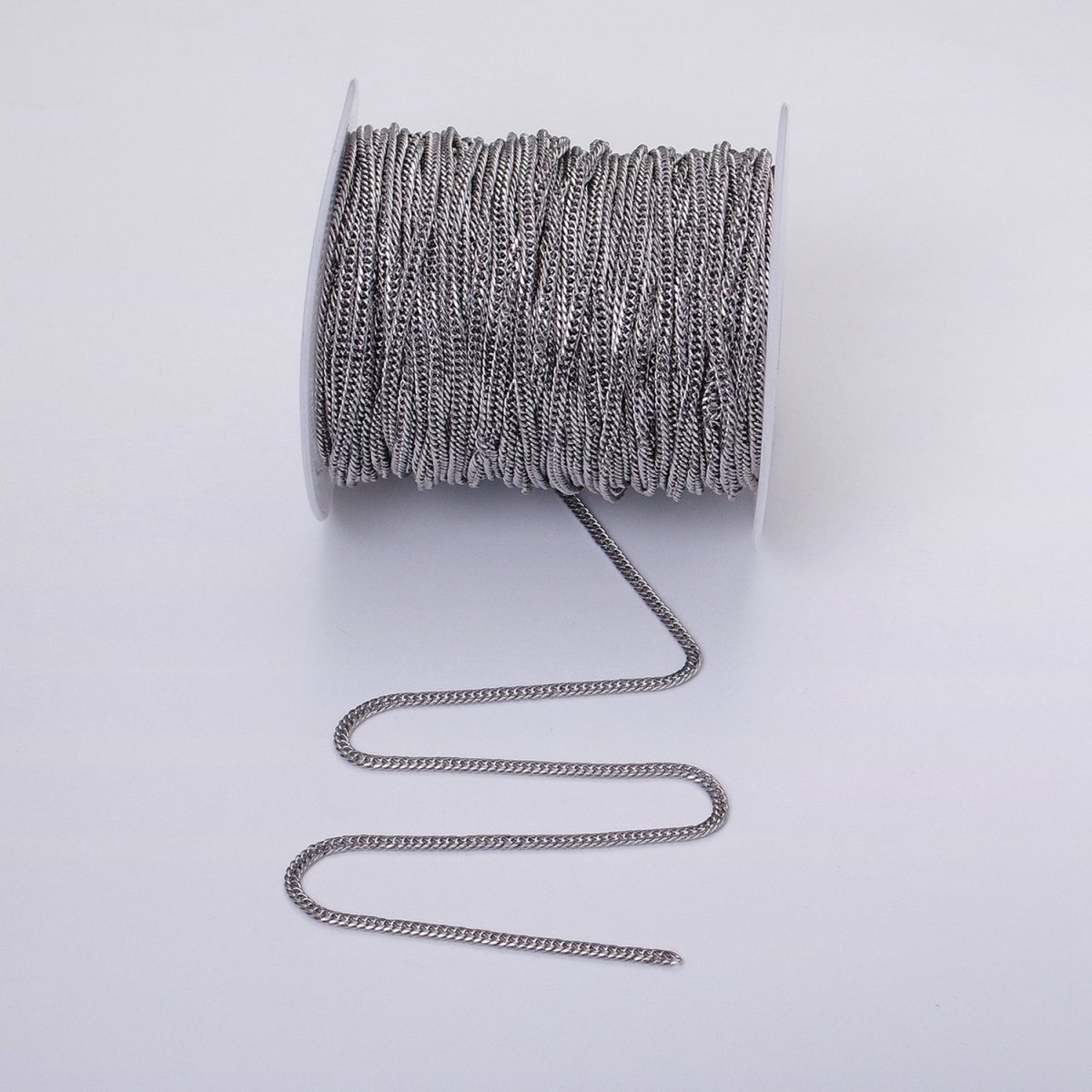 24k Gold Filled 2.7mm Curb Chain Cable Link Unfinished Yard Chain in Gold & Silver | ROLL-1279 ROLL-1280 Clearance Pricing - DLUXCA