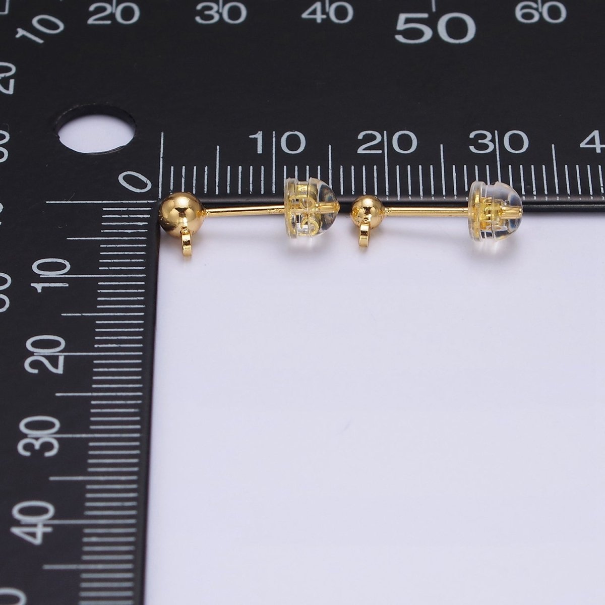24K Gold Filled 2.8mm, 3.8mm Round Bead Loop Stud Earrings Jewelry Supply | Z457 Z458 - DLUXCA