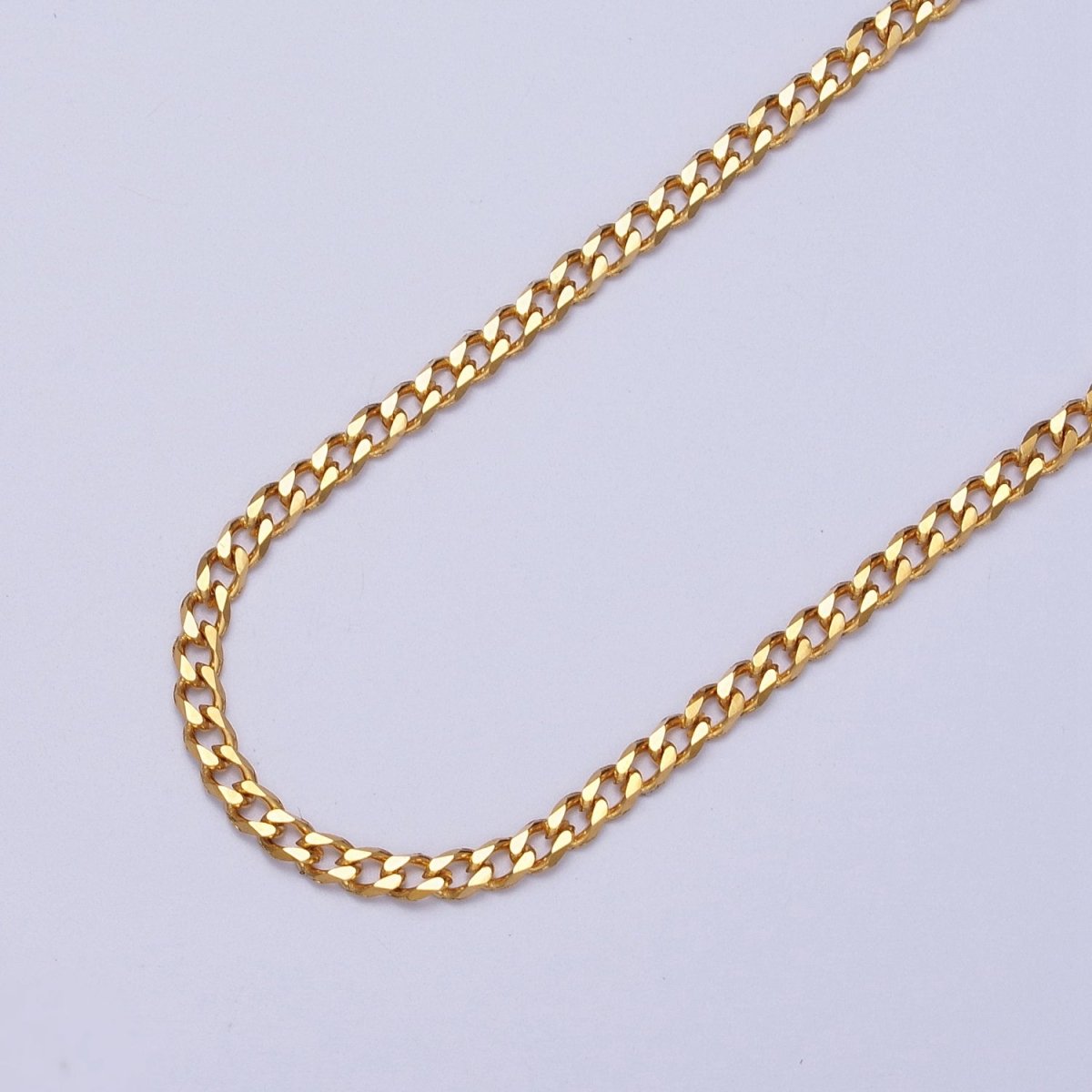 24k Gold Filled 2.8mm Miami Cuban Curb Chain Cable Link Unfinished Yard Chain in Gold | ROLL-947 - DLUXCA