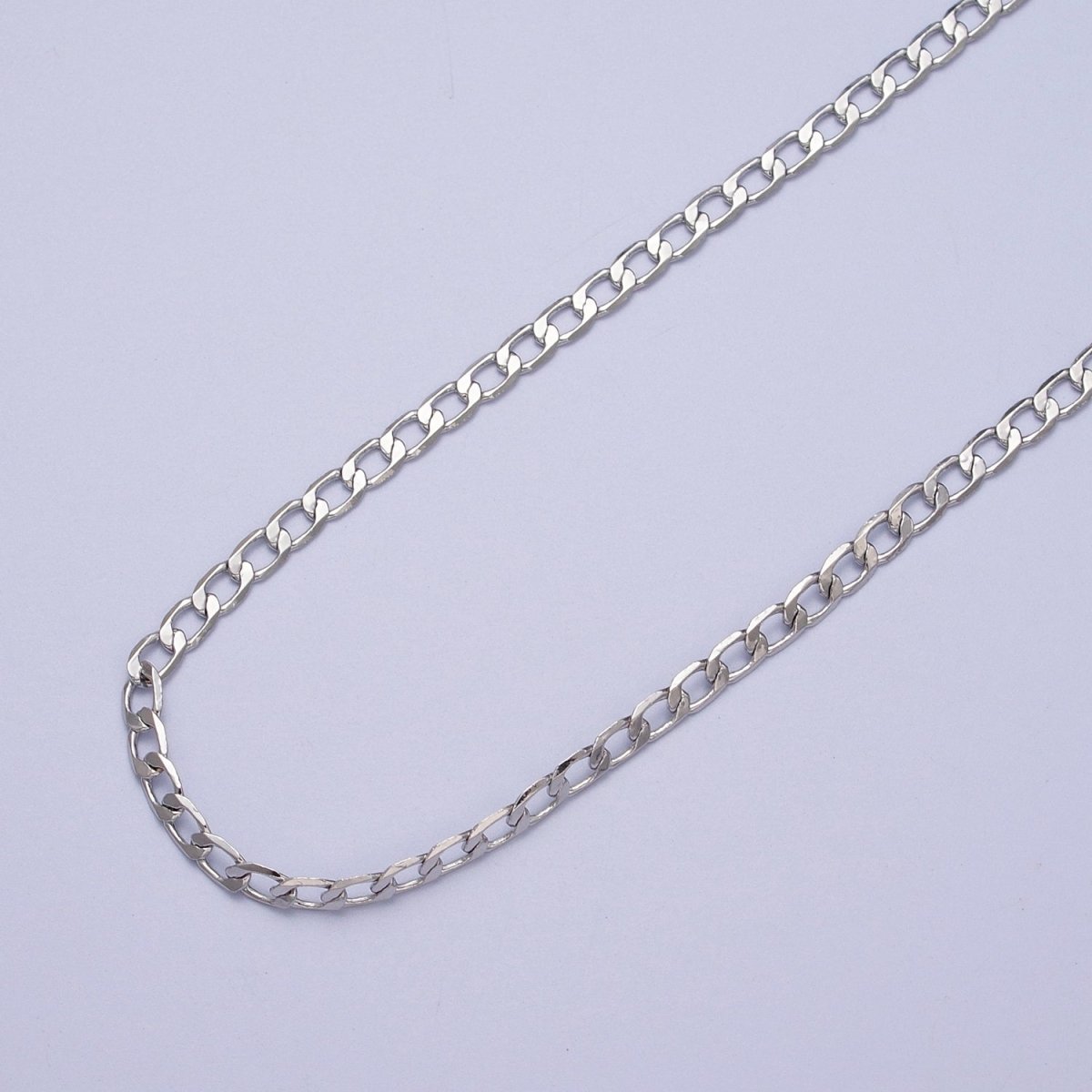 24K Gold Filled 2mm, 2.5mm, 3mm, 3.5mm, 4mm Flat Figaro Curb Chain in Gold & Silver | ROLL-911 ~ ROLL-920 Clearance Pricing - DLUXCA