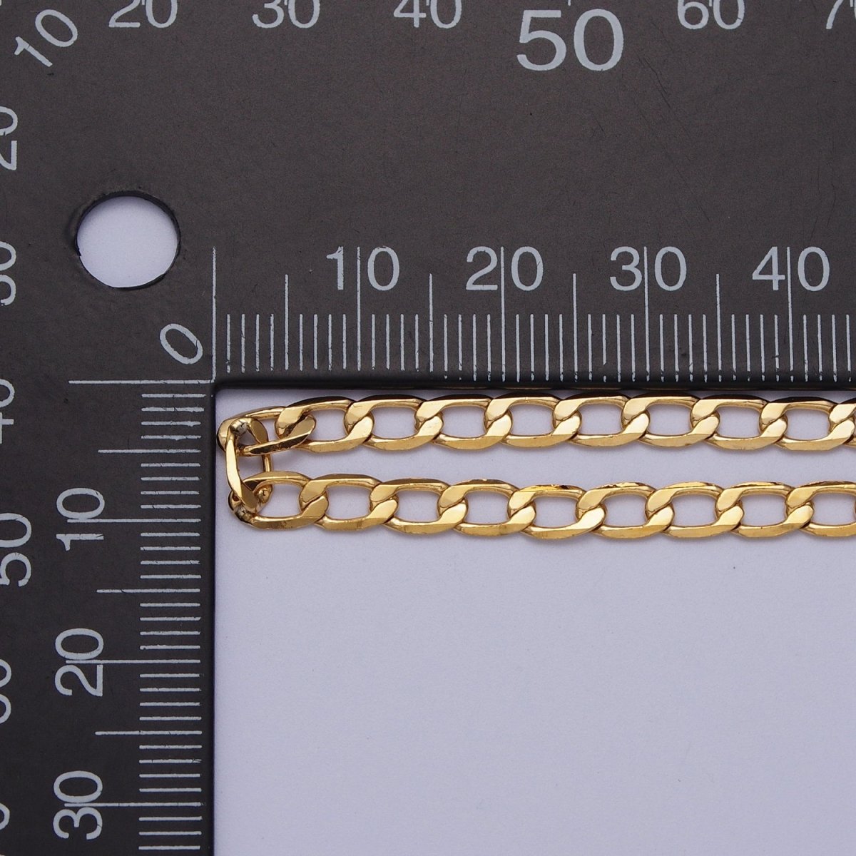 24K Gold Filled 2mm, 2.5mm, 3mm, 3.5mm, 4mm Flat Figaro Curb Chain in Gold & Silver | ROLL-911 ~ ROLL-920 Clearance Pricing - DLUXCA