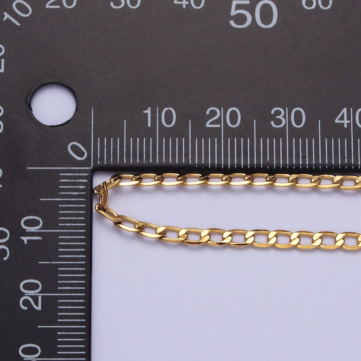 24K Gold Filled 2mm, 2.5mm, 3mm, 3.5mm, 4mm Flat Figaro Curb Chain in Gold & Silver | ROLL-911 ~ ROLL-920 Clearance Pricing - DLUXCA