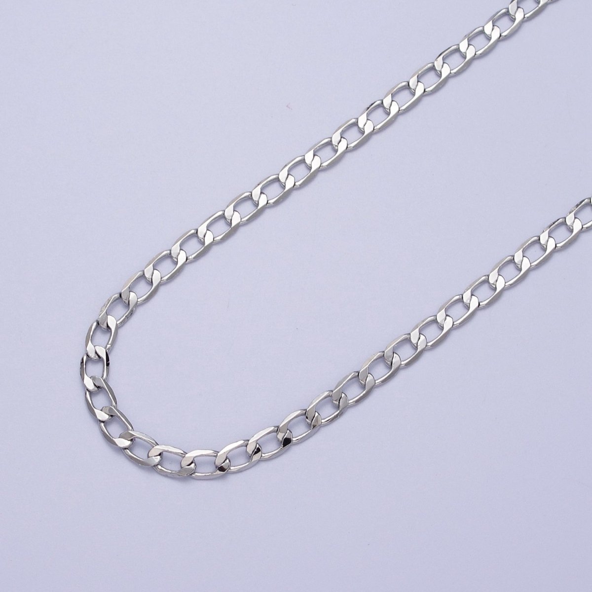 24K Gold Filled 2mm, 2.5mm, 3mm, 3.5mm, 4mm Flat Figaro Curb Chain in Gold & Silver | ROLL-911 ~ ROLL-920 Clearance Pricing - DLUXCA