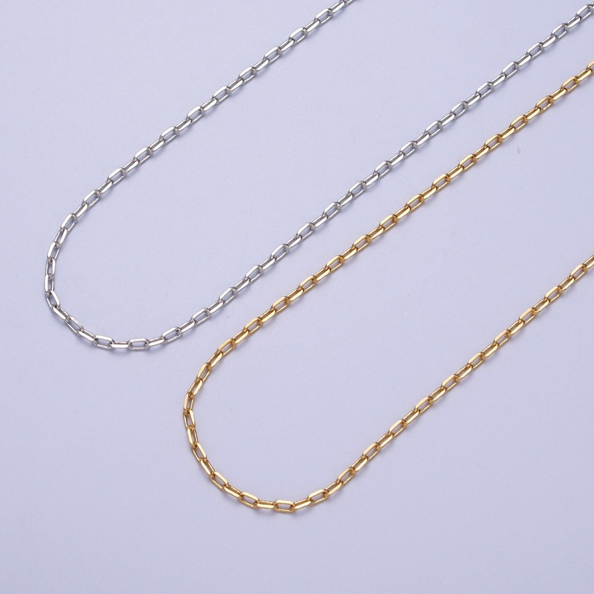 24K Gold Filled 2mm Cable Unfinished Chain in Gold & Silver | ROLL-899, ROLL-900 Clearance Pricing - DLUXCA