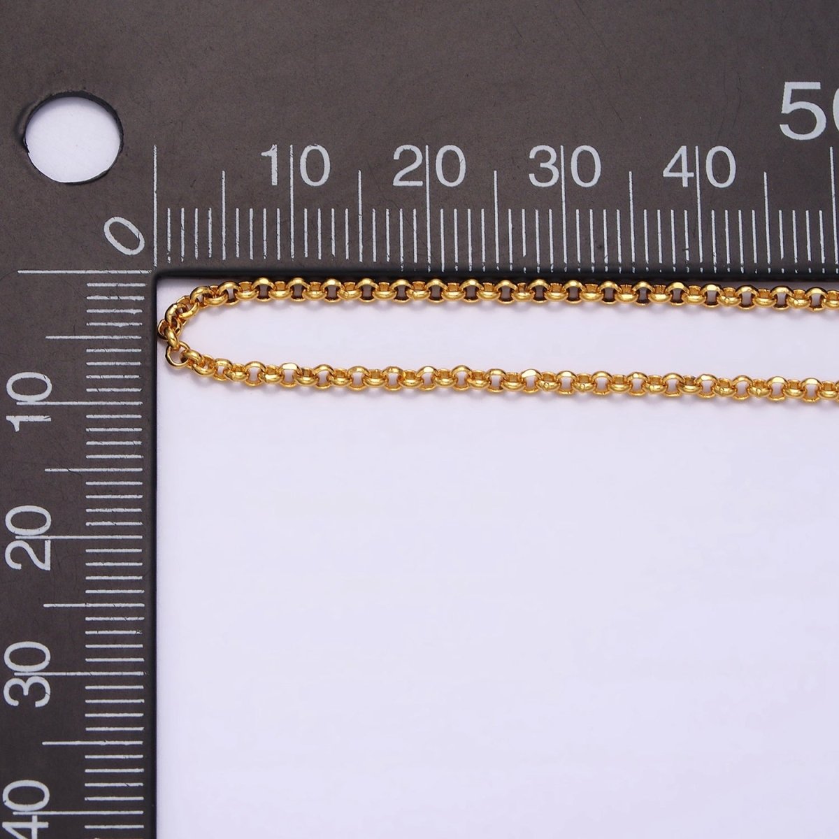 24K Gold Filled 2mm Dainty Rollo Chain 19.75 Inch Layering Necklace | WA-1940 Clearance Pricing - DLUXCA