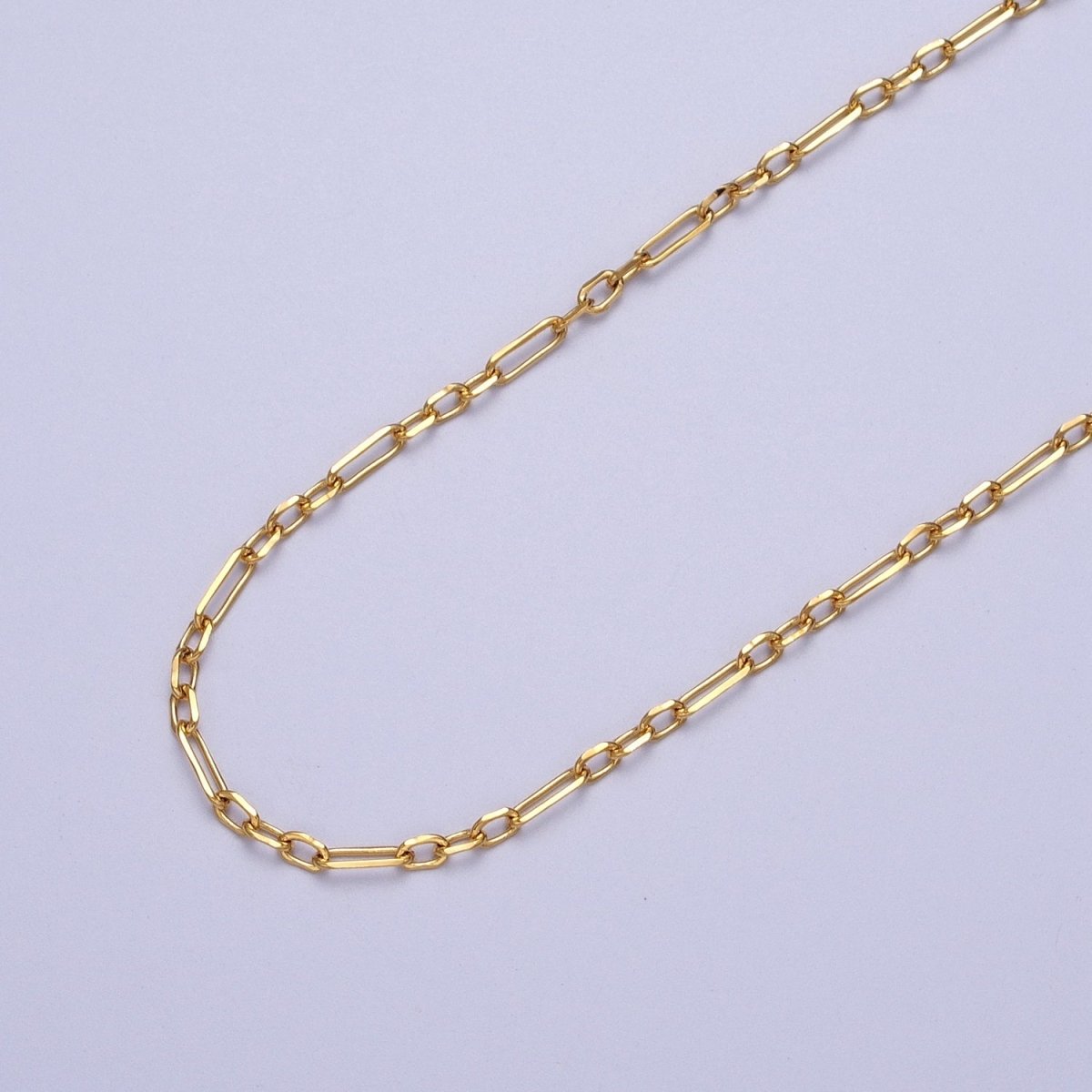 24K Gold Filled 2mm Mini Flat Link Paperclip Cable Chain Gold, Silver Unfinished Chain | ROLL-905, ROLL-906 Clearance Pricing - DLUXCA