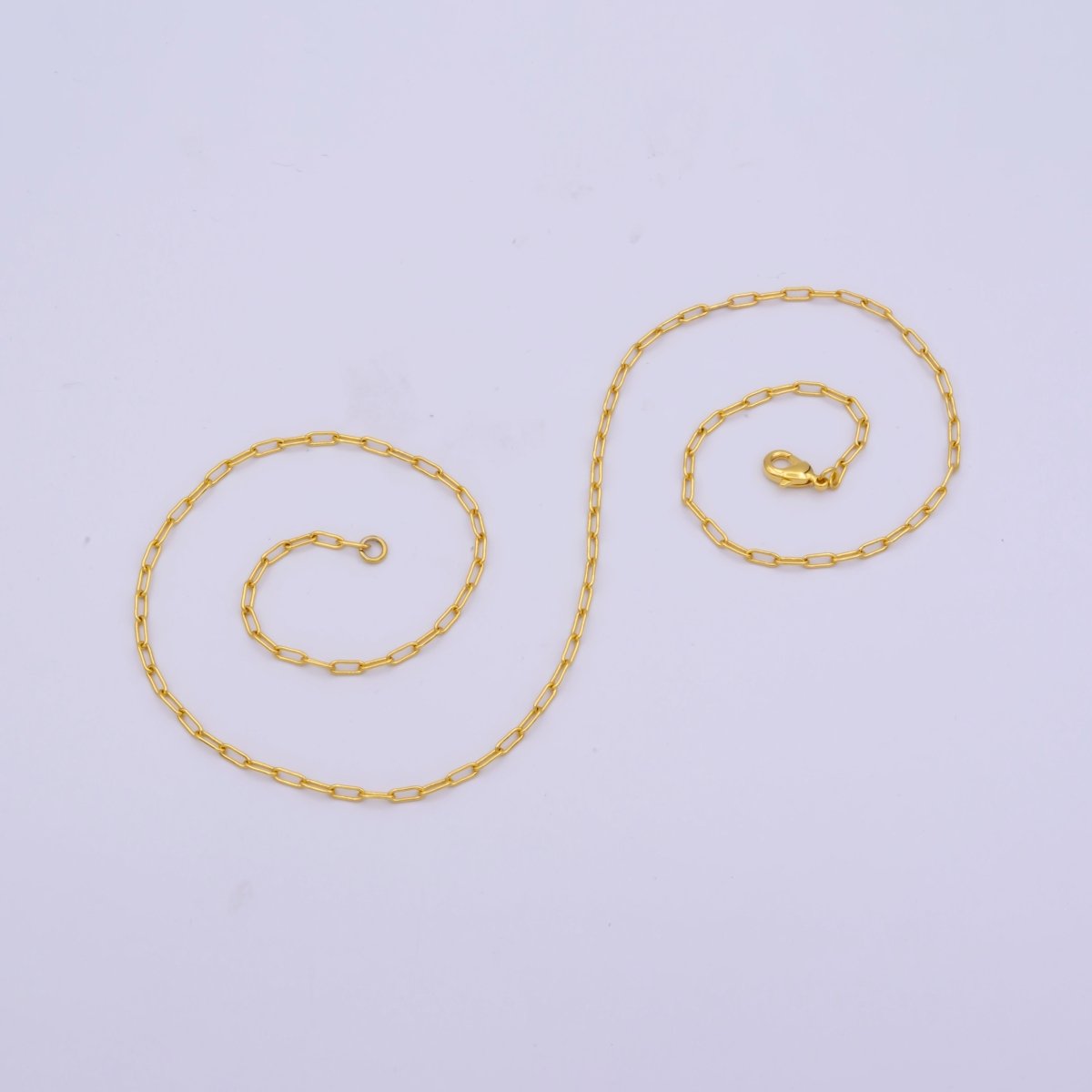 24K Gold Filled 2mm Paperclip Minimalist 16 Inch, 18 Inch Choker Layering Chain Necklace | WA-423 WA-422 Clearance Pricing - DLUXCA