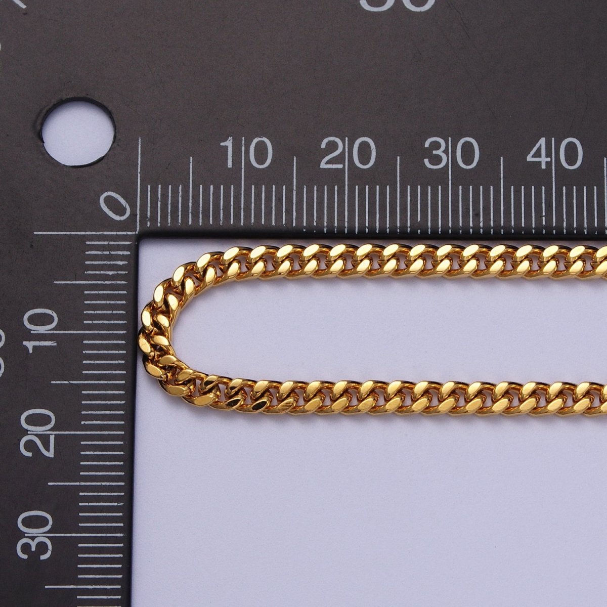 24K Gold Filled 3.2mm Mini Cuban Flat Curb Unfinished Bulk Chain in Gold & Silver | ROLL-976, ROLL-977 Clearance Pricing - DLUXCA