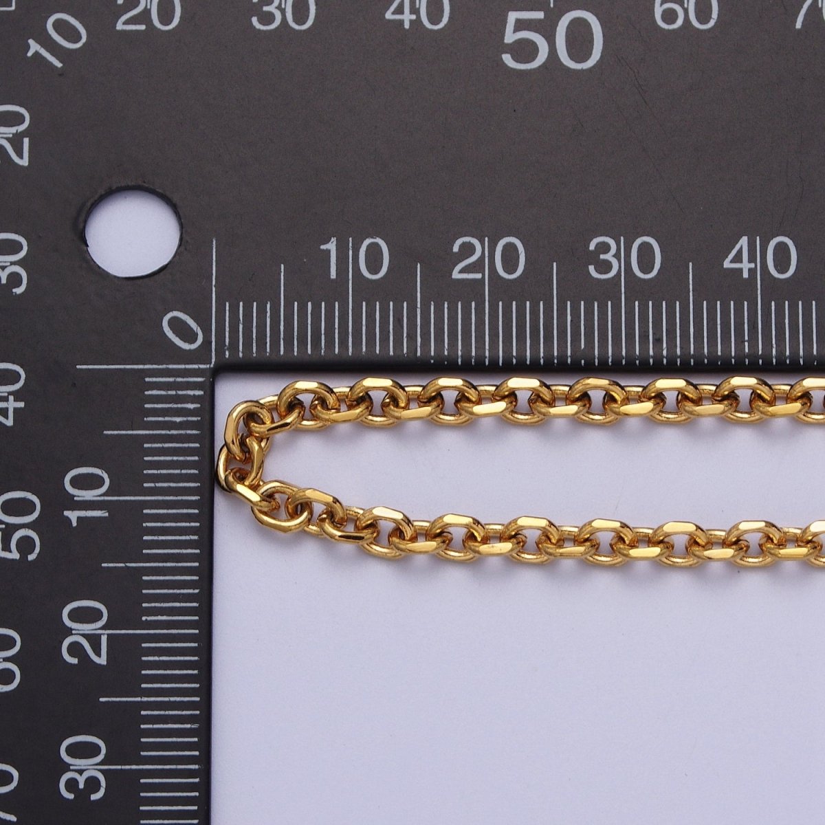24K Gold Filled 3.8mm Flat Cable Link Gold, Silver Unfinished Chain | ROLL-887 ROLL-888 Clearance Pricing - DLUXCA