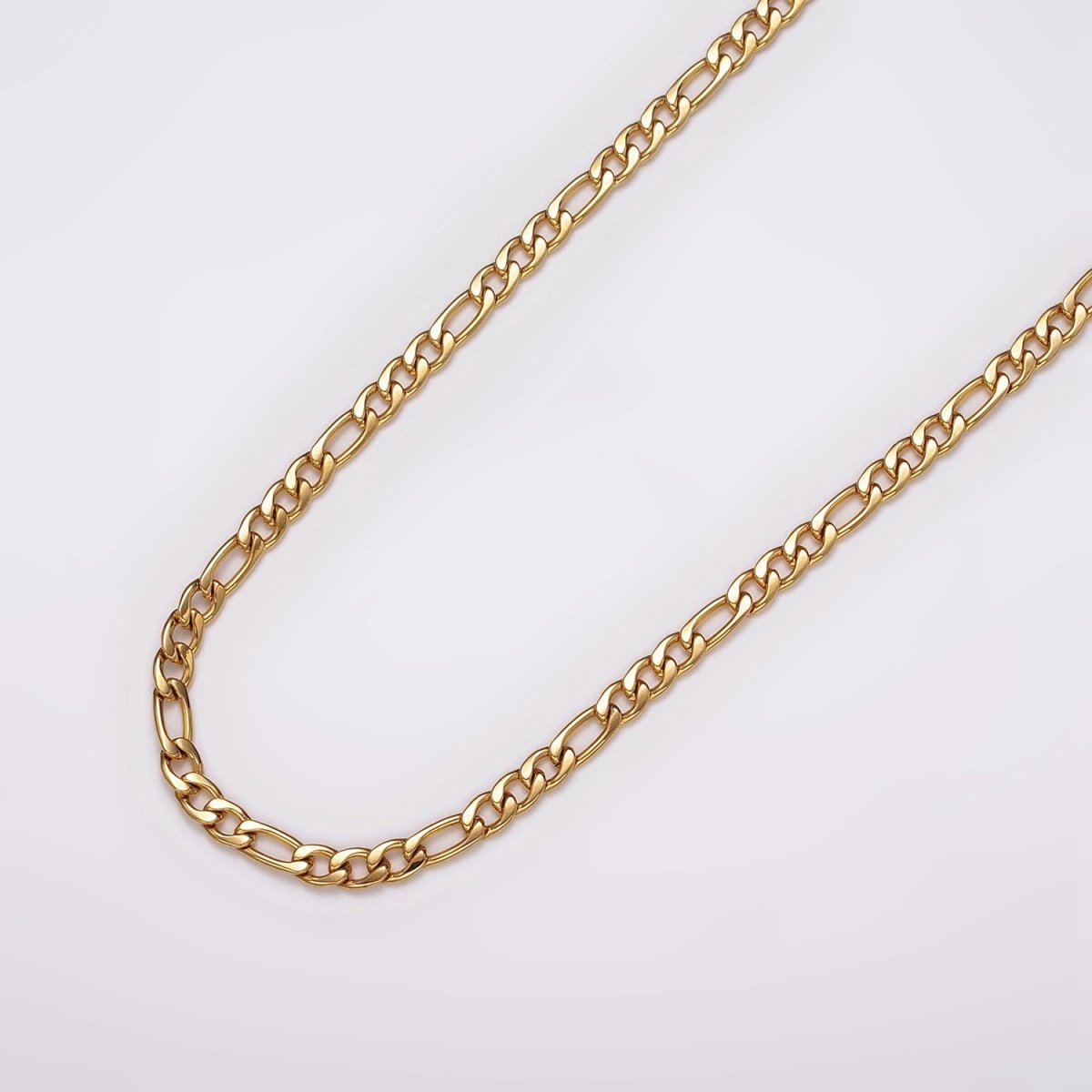 24k Gold Filled 3.8mm Width Figaro Chain Unfinished Chain by Yard Chain Bulk Wholesale | ROLL-1492 - DLUXCA