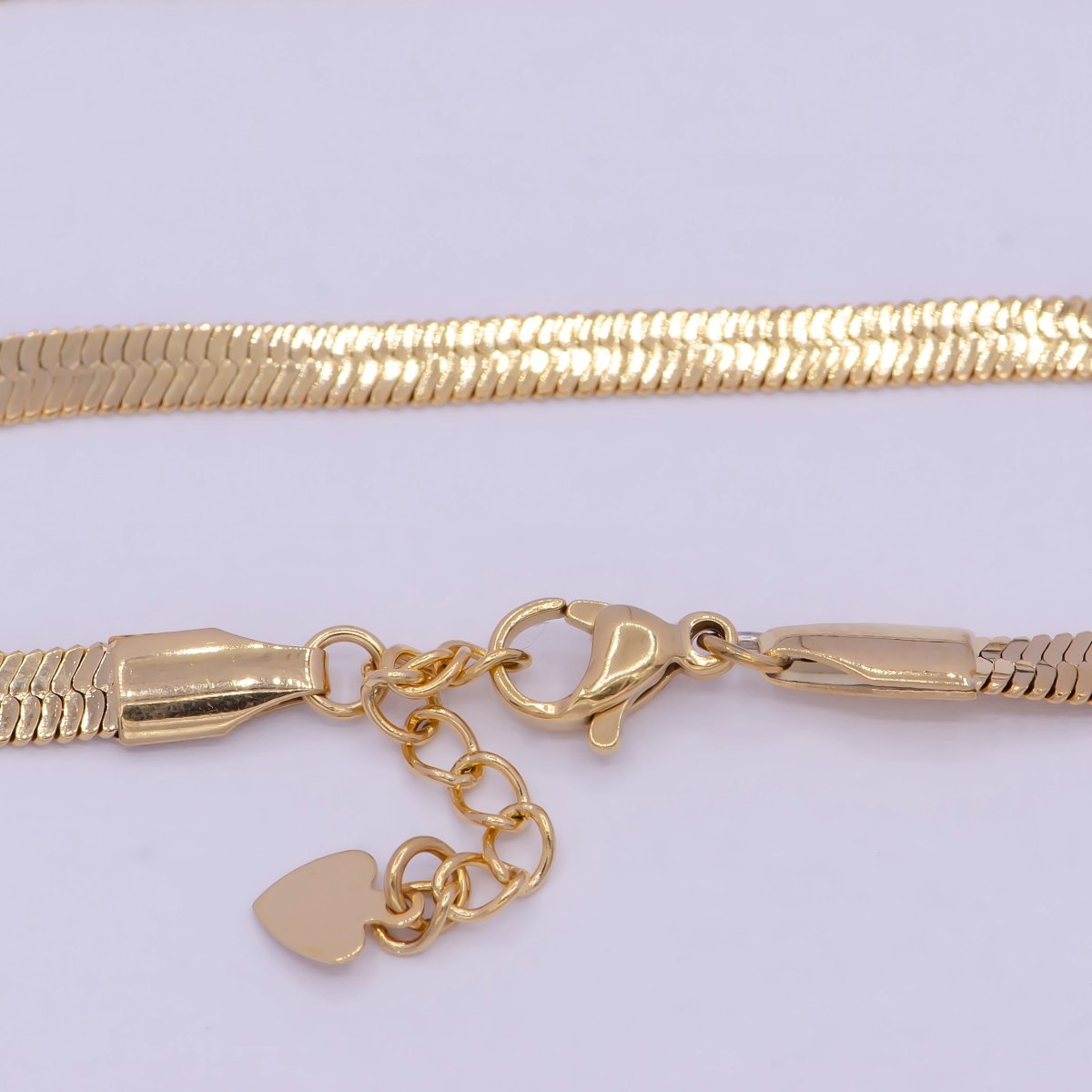 24K Gold Filled 3mm, 4mm, 5mm Herringbone Chain 7 Inch Bracelet | WA-928 WA-929 WA-927 Clearance Pricing - DLUXCA